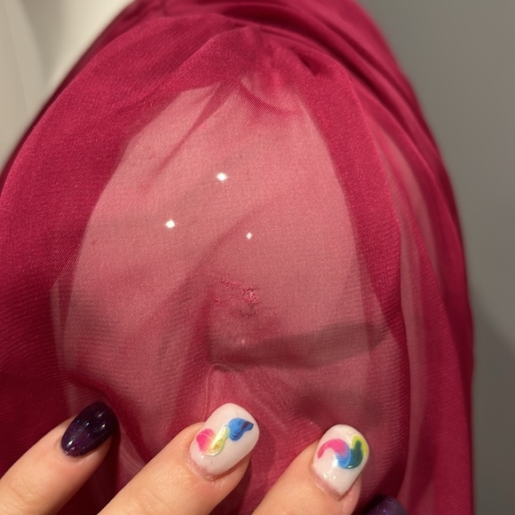 NWOT Ieena for Mac Duggal ruched cut out puff sleeve gown - Picture 10 of 15